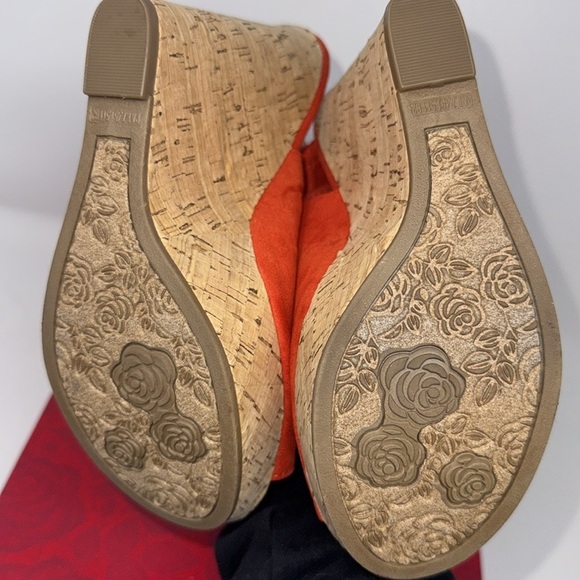 like new Carlos by Carlos Santana Maui orange cork Wedge Heels size 6.5 - Picture 7 of 9